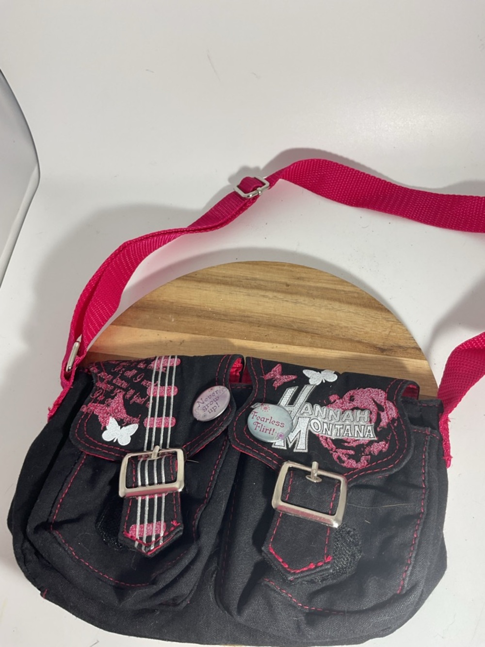 Hannah Montana Black and Hot Pink Crossbody Bag